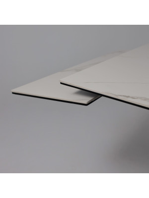 Кухонный стол Аврора Монако New камень белый Greys White/черный матовый раздвижной механизм