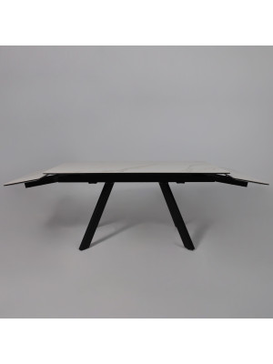 Кухонный стол Аврора Монако New камень белый Greys White/черный матовый раздвижной механизм (3)