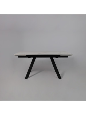 Кухонный стол Аврора Монако New камень белый Greys White/черный матовый раздвижной механизм (2)