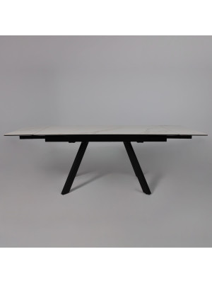 Кухонный стол Аврора Монако New камень белый Greys White/черный матовый раздвижной механизм (4)