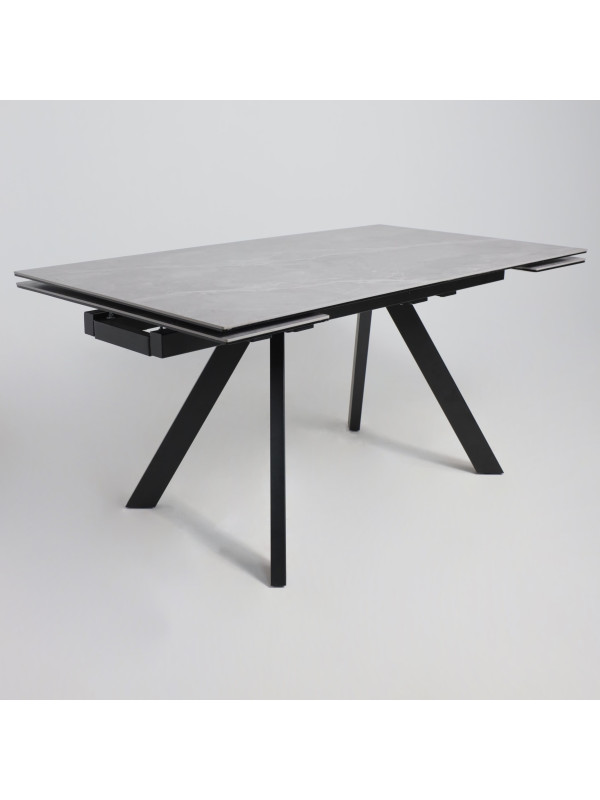 Кухонный стол Аврора Монако New камень серый Greys Grey/черный матовый под углом