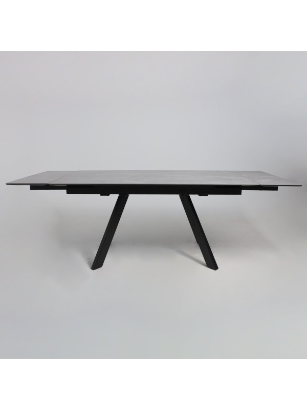 Кухонный стол Аврора Монако New камень серый Greys Grey/черный матовый раздвижной механизм (4)