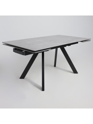 Кухонный стол Аврора Монако New камень серый Greys Grey/черный матовый под углом