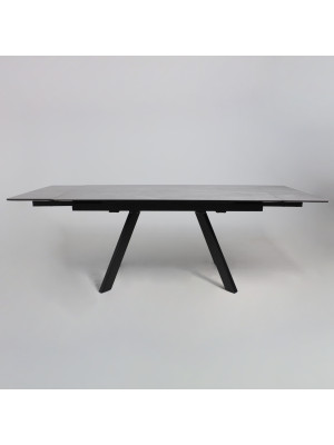 Кухонный стол Аврора Монако New камень серый Greys Grey/черный матовый раздвижной механизм (4)