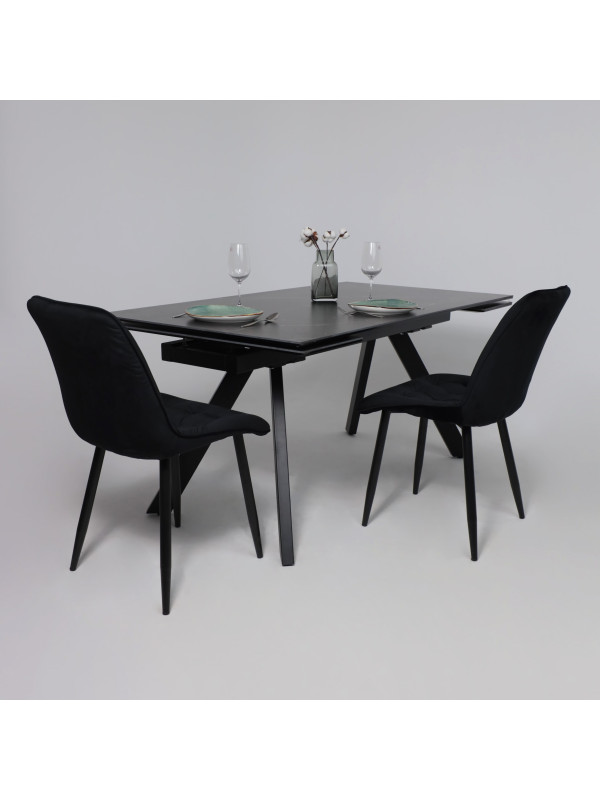 Кухонный стол Аврора Монако New камень черный Greys Black/черный матовый в интерьере