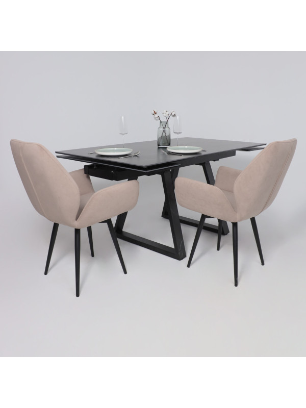 Кухонный стол Аврора Монако New квадро камень черный Greys Black/черный матовый в интерьере