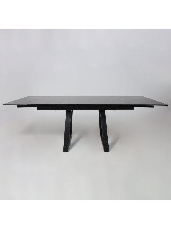 Кухонный стол Аврора Монако New квадро камень черный Greys Black/черный матовый раздвижной механизм (4)