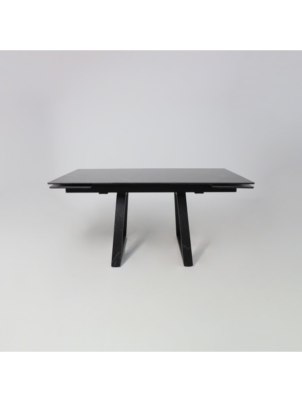 Кухонный стол Аврора Монако New квадро камень черный Greys Black/черный матовый раздвижной механизм (2)