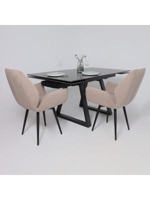 Кухонный стол Аврора Монако New квадро камень черный Greys Black/черный матовый в интерьере