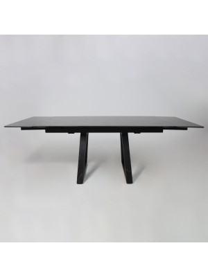 Кухонный стол Аврора Монако New квадро камень черный Greys Black/черный матовый раздвижной механизм (4)