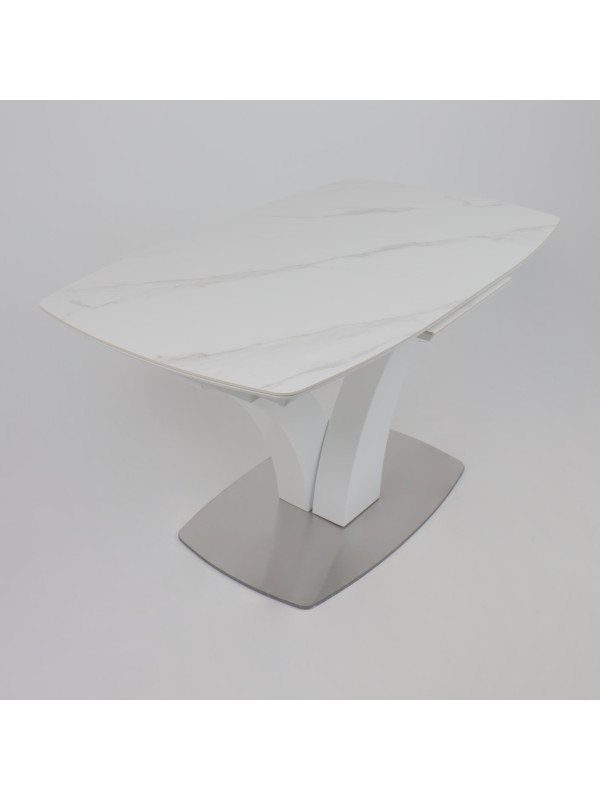 Кухонный стол Аврора Нотр Дам Moderne камень светло-серый Greys Snow/белый Муар сверху