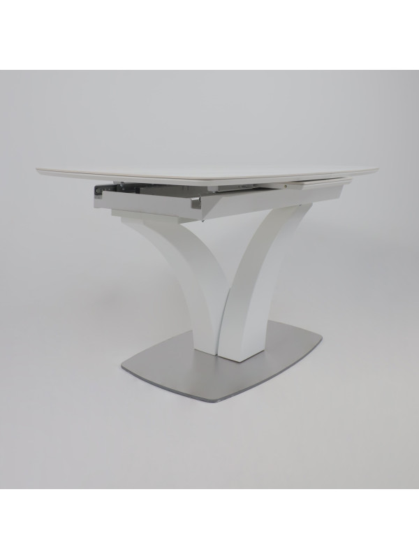 Кухонный стол Аврора Нотр Дам Moderne камень светло-серый Greys Snow/белый Муар под углом