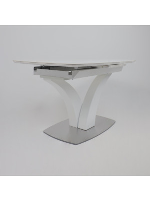 Кухонный стол Аврора Нотр Дам Moderne камень светло-серый Greys Snow/белый Муар под углом