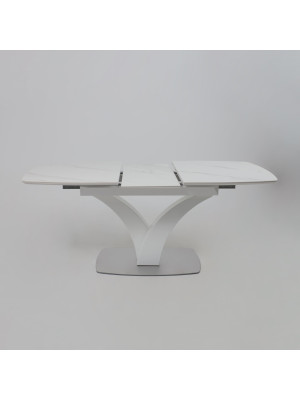 Кухонный стол Аврора Нотр Дам Moderne камень светло-серый Greys Snow/белый Муар раздвижной механизм  (1)