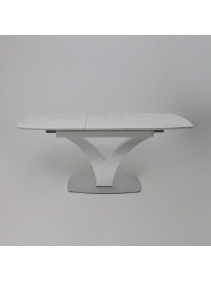 Кухонный стол Аврора Нотр Дам Moderne камень светло-серый Greys Snow/белый Муар раздвижной механизм  (2)