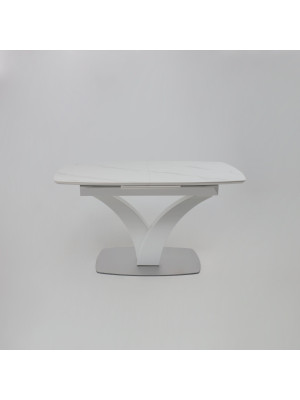 Кухонный стол Аврора Нотр Дам Moderne камень светло-серый Greys Snow/белый Муар раздвижной механизм