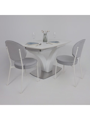 Кухонный стол Аврора Нотр Дам Moderne камень светло-серый Greys Snow/белый Муар в интерьере