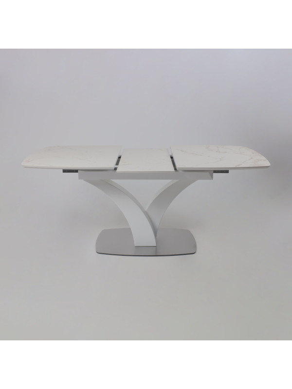Кухонный стол Аврора Нотр Дам Moderne камень белый Calacata vagli/белый Муар раздвижной механизм (2)