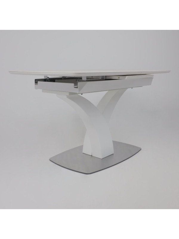 Кухонный стол Аврора Нотр Дам Moderne камень белый Calacata vagli/белый Муар под углом