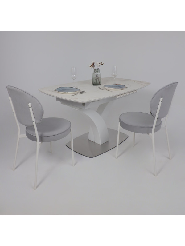 Кухонный стол Аврора Нотр Дам Moderne камень белый Calacata vagli/белый Муар в интр