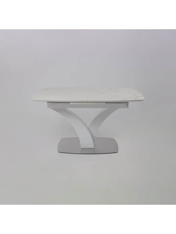 Кухонный стол Аврора Нотр Дам Moderne камень белый Calacata vagli/белый Муар раздвижной механизм (1)