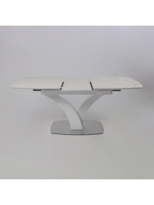 Кухонный стол Аврора Нотр Дам Moderne камень белый Calacata vagli/белый Муар раздвижной механизм (2)