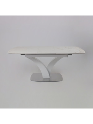 Кухонный стол Аврора Нотр Дам Moderne камень белый Calacata vagli/белый Муар раздвижной механизм (3)