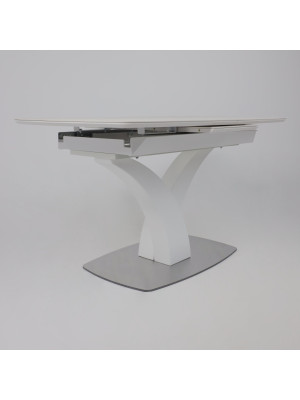 Кухонный стол Аврора Нотр Дам Moderne камень белый Calacata vagli/белый Муар под углом