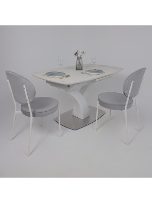 Кухонный стол Аврора Нотр Дам Moderne камень белый Calacata vagli/белый Муар в интр