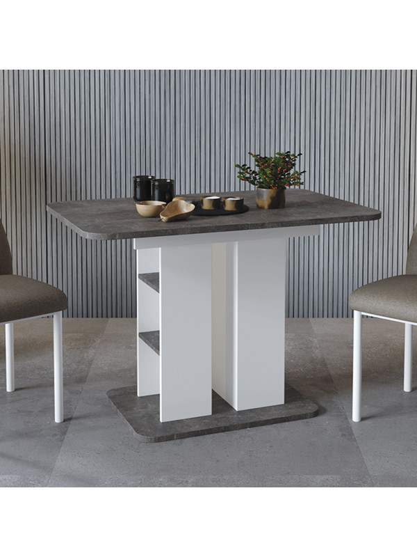 Кухонный стол ТриЯ Мюнхен Тип 2 ателье темный/белый ясень в интерьере