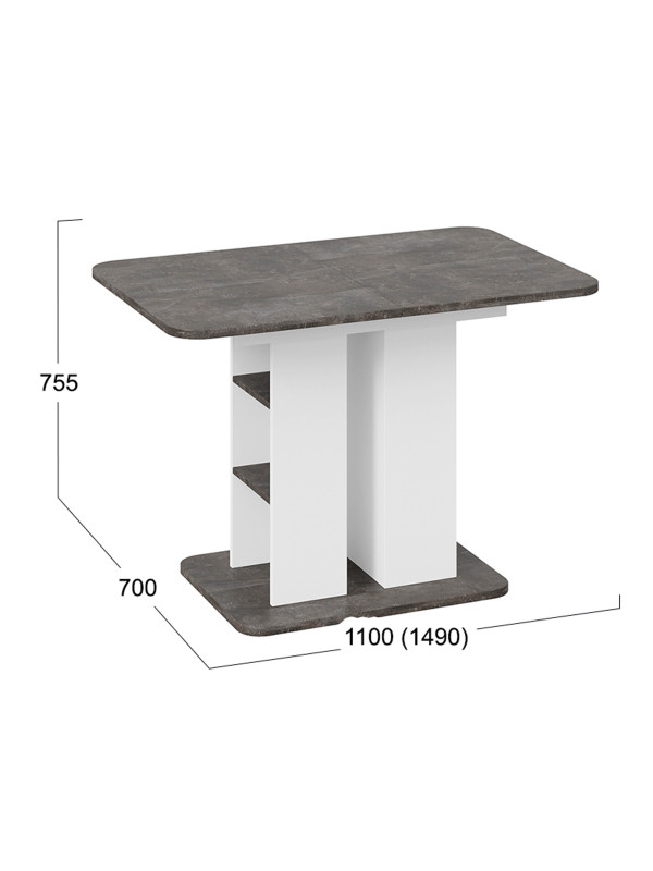 Кухонный стол ТриЯ Мюнхен Тип 2 ателье темный/белый ясень схема