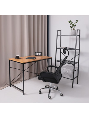 Стол письменный AksHome Opal светлый орех/черный металл в интерьере