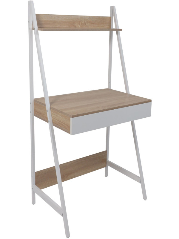 Стол письменный AksHome Shape светлый дуб/белый металл