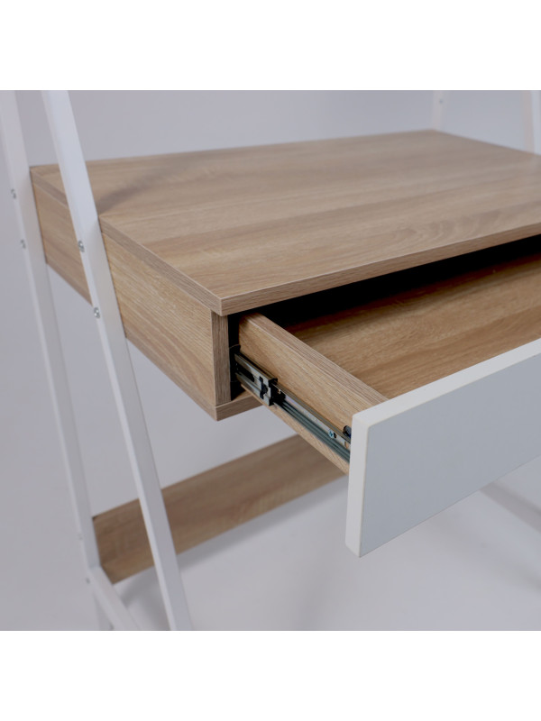 Стол письменный AksHome Shape светлый дуб/белый металл выдвижной ящик