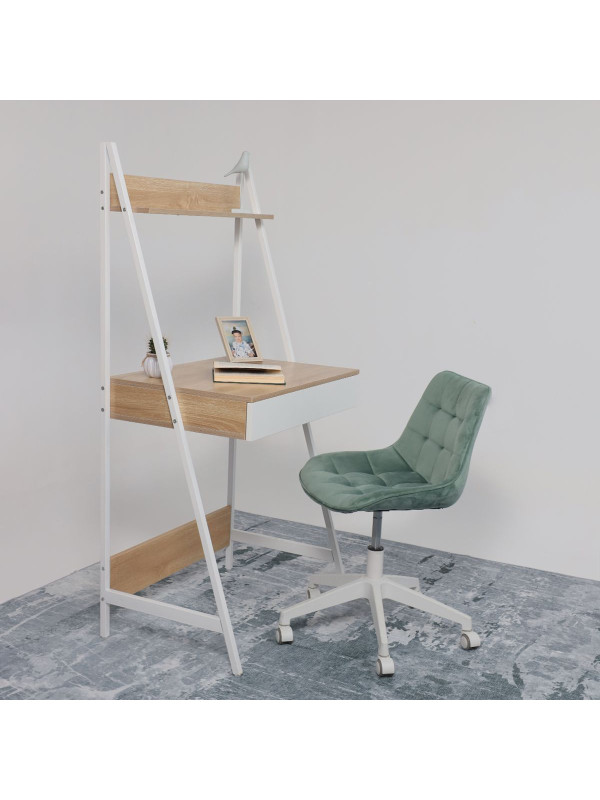 Стол письменный AksHome Shape светлый дуб/белый металл в интерьере