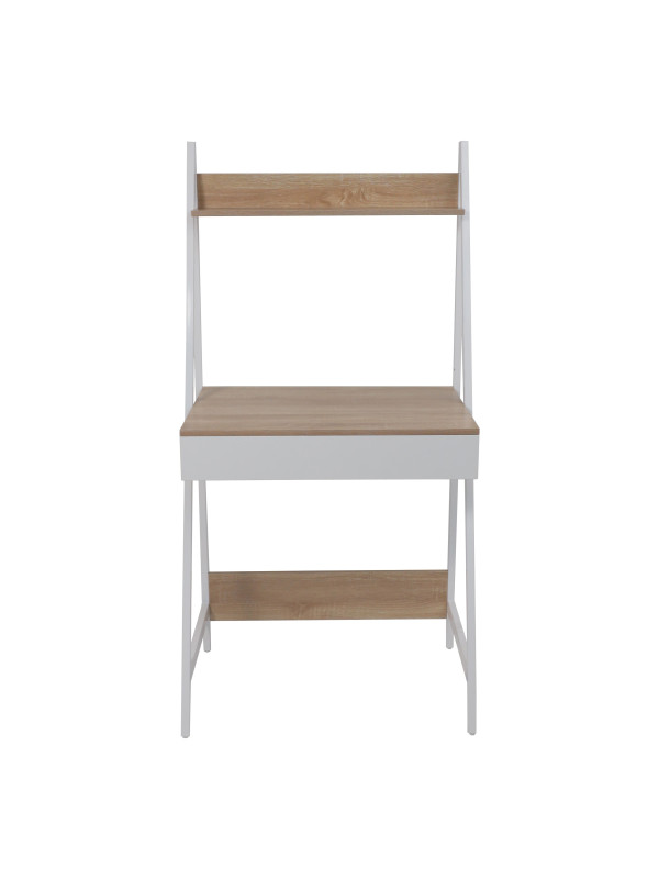 Стол письменный AksHome Shape светлый дуб/белый металл спереди