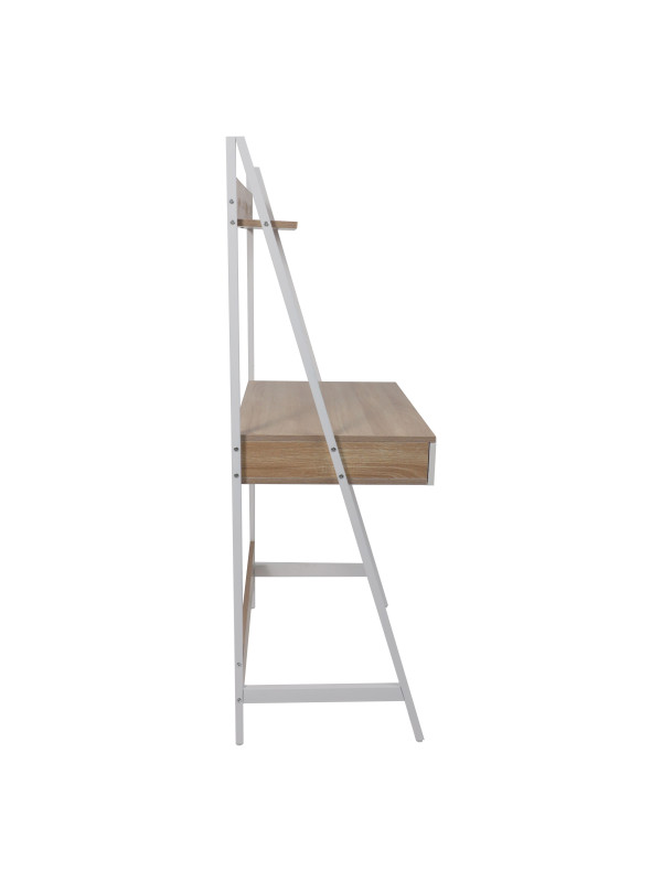 Стол письменный AksHome Shape светлый дуб/белый металл сбоку