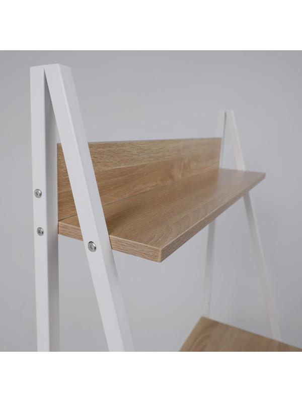 Стол письменный AksHome Shape светлый дуб/белый металл полка