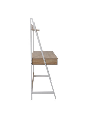 Стол письменный AksHome Shape светлый дуб/белый металл сбоку