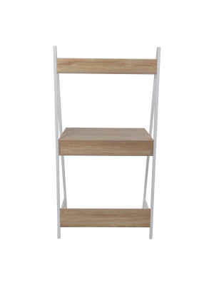 Стол письменный AksHome Shape светлый дуб/белый металл сзади