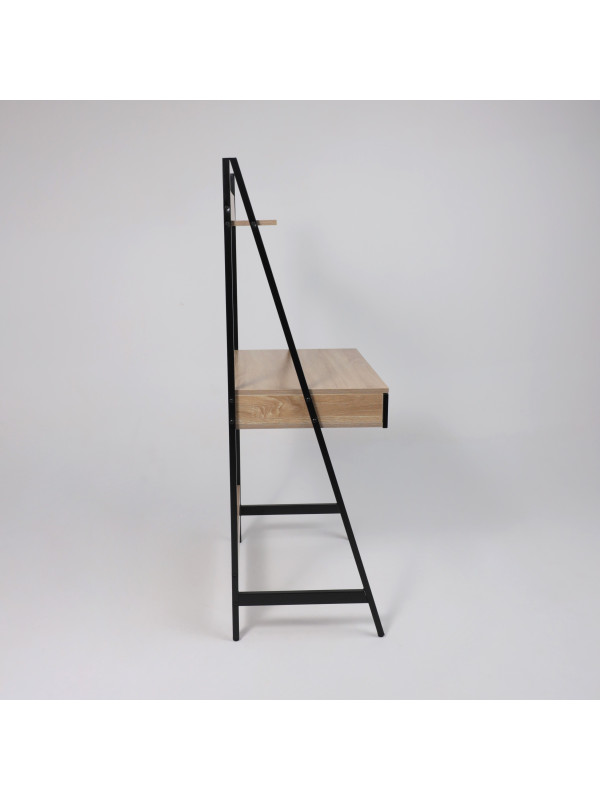 Стол письменный AksHome Shape светлый дуб/черный металл сбоку