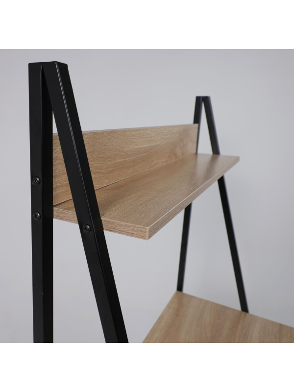 Стол письменный AksHome Shape светлый дуб/черный металл полка