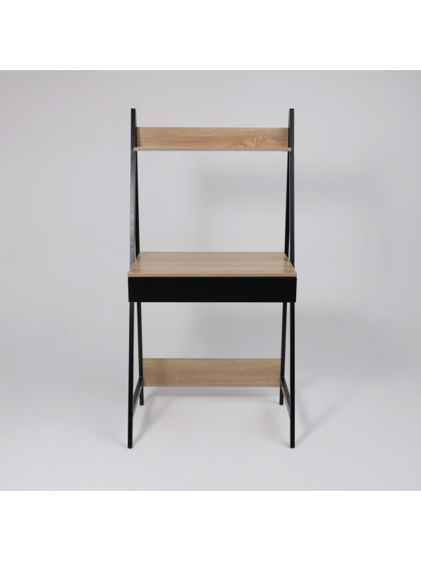 Стол письменный AksHome Shape светлый дуб/черный металл спереди