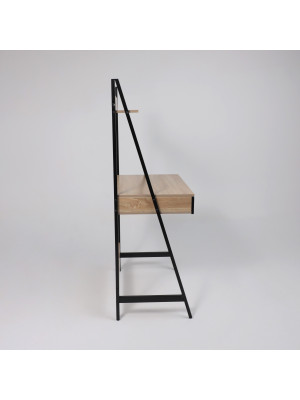 Стол письменный AksHome Shape светлый дуб/черный металл сбоку