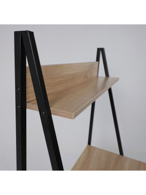 Стол письменный AksHome Shape светлый дуб/черный металл полка