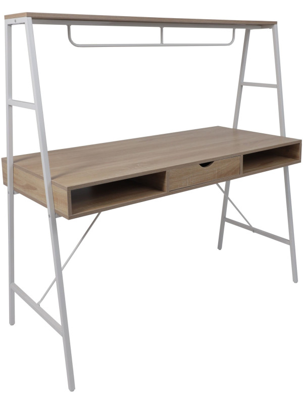 Стол письменный AksHome Vector светлый дуб/белый металл