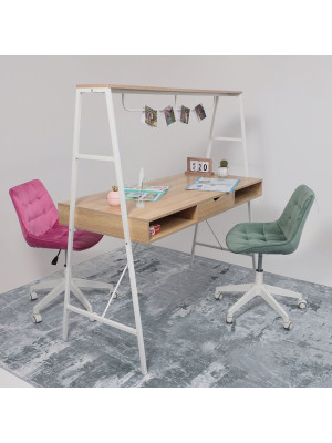 Стол письменный AksHome Vector светлый дуб/белый металл в интерьере