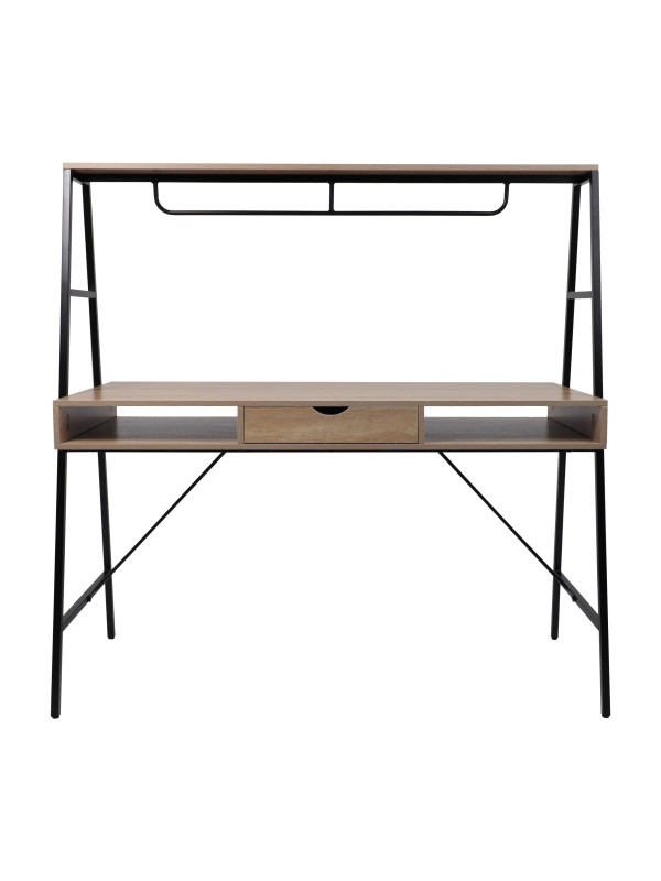 Стол письменный AksHome Vector светлый дуб/черный металл спереди