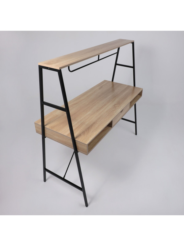 Стол письменный AksHome Vector светлый дуб/черный металл сверху