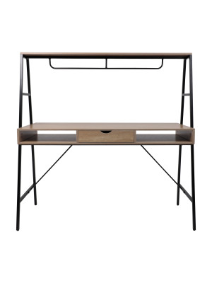 Стол письменный AksHome Vector светлый дуб/черный металл спереди
